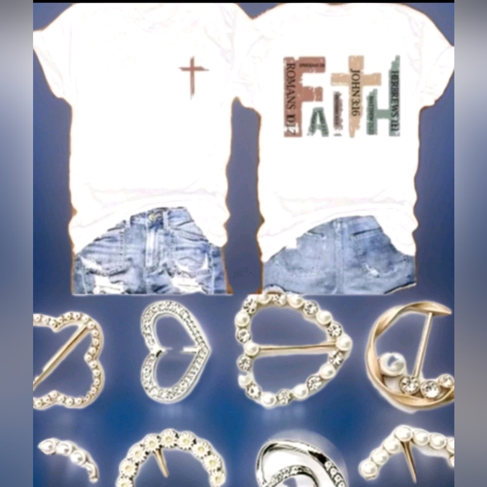 Faith Shirt Short Sleeve T-shirt Stretch White Summer Shirts With T-shirt Clips - Picture 2 of 10
